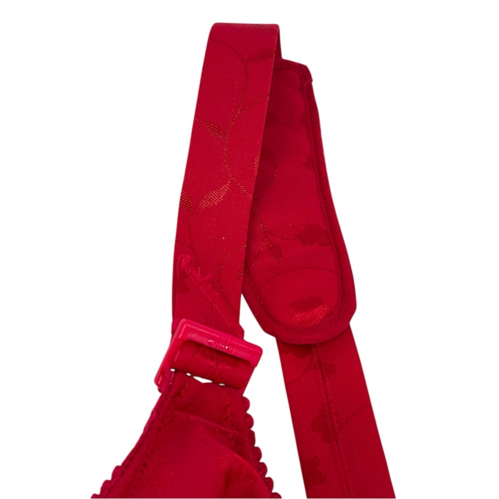 NWT Elila Jacquard Wire-Free Bra in Red Style 1305 Size 40K - Picture 3 of 10